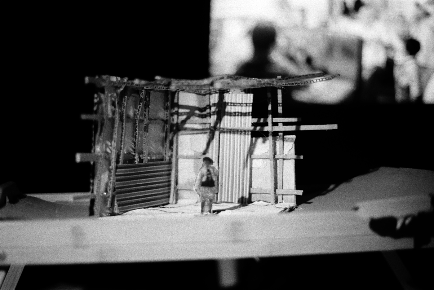 photograph of a 3 dimensional stage set made out of cut out photos